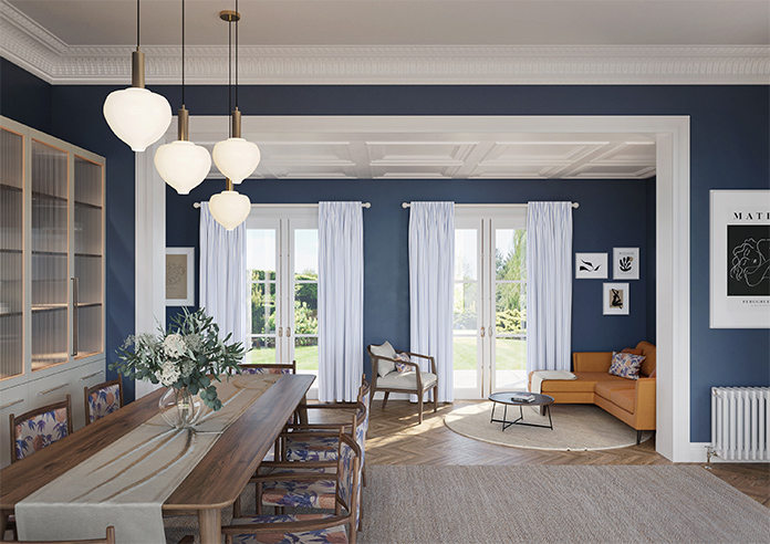 Lace Stripes, Soft Blue - Made to Measure Curtains - Image 14